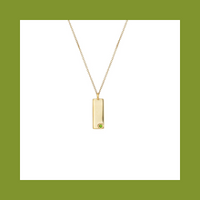 Load image into Gallery viewer, Birthstone Talisman Tag - August | Peridot 14Y Gold Tag Necklace with Chain