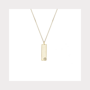 Birthstone Talisman Tag - April | Diamond 14Y Gold Tag Necklace with Chain