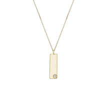Load image into Gallery viewer, Birthstone Talisman Tag - April | Diamond 14Y Gold Tag Necklace with Chain