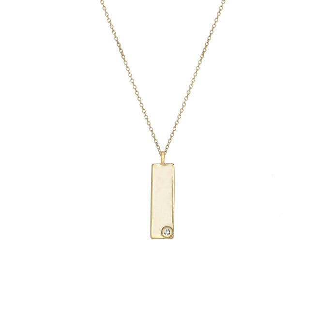 Birthstone Talisman Tag - April | Diamond 14Y Gold Tag Necklace with Chain