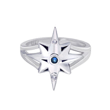 Load image into Gallery viewer, Sterling Silver Star Ring with Blue and White Sapphires | Big | Erica Corte Atelier