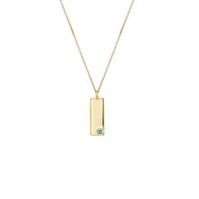 Load image into Gallery viewer, Birthstone Talisman Tag - December | Blue Topaz 14Y Gold Tag Necklace with Chain