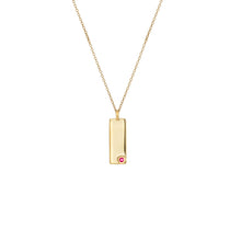 Load image into Gallery viewer, Birthstone Talisman Tag - October| Pink Tourmaline 14Y Gold Tag Necklace with Chain