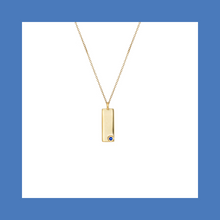 Load image into Gallery viewer, Birthstone Talisman Tag - September| Sapphire 14Y Gold Tag Necklace with Chain