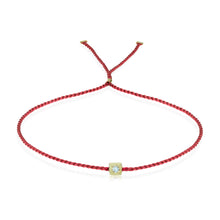 Load image into Gallery viewer, Erica Corte Atelier Red Wish Wristlet Bracelet- BRIGHT 14KY-Symbol of unconditional Love, Unity and Friendship-Silk string with gold and diamonds