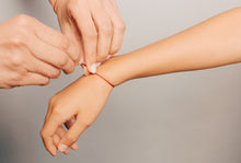 Load image into Gallery viewer, Erica Corte Atelier Red Wish Wristlet Bracelet- Symbol of unconditional Love and Friendship-Silk string with gold, Rudraksha Bead and silk