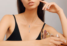 Load image into Gallery viewer, Birthstone Talisman Tag - February | Amethyst 14Y Silver Tag Necklace with Chain