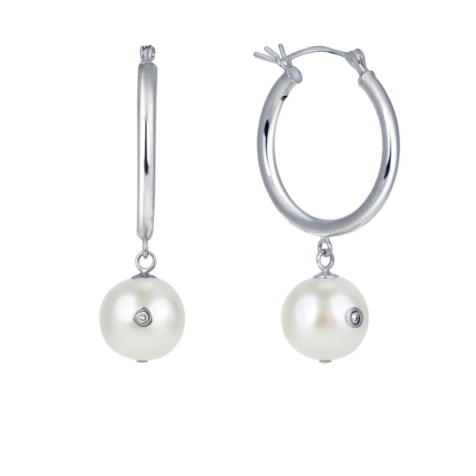 Moon Phase Earrings | Mother of Pearls, White Sapphires and Aquamarines.