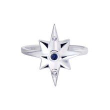 Load image into Gallery viewer, Sterling Silver Star Ring with Blue and White Sapphires | Small | Erica Corte Atelier