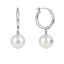 Load image into Gallery viewer, Moon Phase Earrings | Mother of Pearls, White Sapphires and Aquamarines.