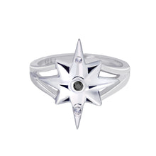 Load image into Gallery viewer, Star Ring | White Gold with White and Black Diamonds  by  Erica Corte Atelier