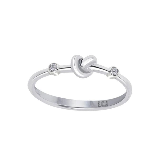Love Knot Ring With White Topaz Two Stones