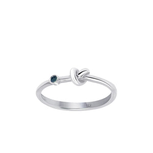 Love Knot Ring with One Blue Sapphires