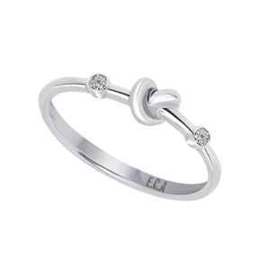 Love Knot Ring With White Topaz Two Stones