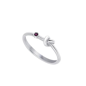 Love Knot Ring with One Red Ruby