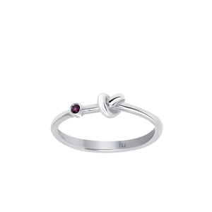 Love Knot Ring with One Red Ruby