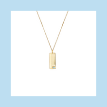Load image into Gallery viewer, Birthstone Talisman Tag - March | Aquamarine  14Y Gold Tag Necklace with Chain