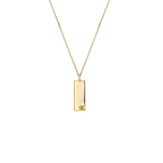 Birthstone Talisman Tag - August | Peridot 14Y Gold Tag Necklace with Chain