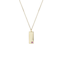 Load image into Gallery viewer, Birthstone Talisman Tag - February | Amethyst 14Y Gold Tag Necklace with Chain
