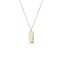 Load image into Gallery viewer, Birthstone Talisman Tag - January | Garnet 14Y Gold Ruby Tag Necklace with Chain