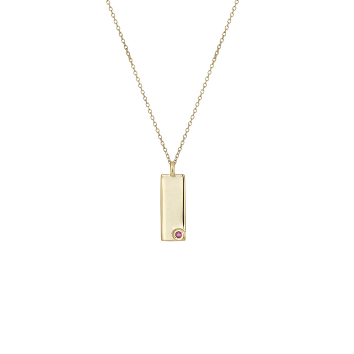 Birthstone Talisman Tag - January | Garnet 14Y Gold Ruby Tag Necklace with Chain
