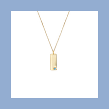 Load image into Gallery viewer, Birthstone Talisman Tag - December | Blue Topaz 14Y Gold Tag Necklace with Chain