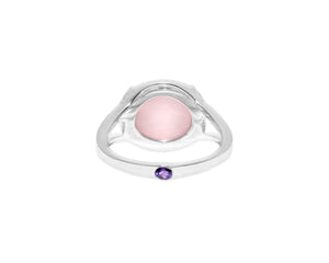 Rose Quartz Crystal & Amethyst Talisman Ring