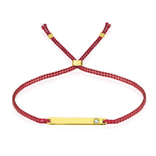 Load image into Gallery viewer, Erica Corte Atelier Red Wish Wristlet Bracelet- Love 14KY-Symbol of unconditional Love, Unity and Friendship- Double red silk strings with gold and diamonds