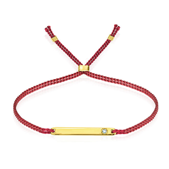 Erica Corte Atelier Red Wish Wristlet Bracelet- Love 14KY-Symbol of unconditional Love, Unity and Friendship- Double red silk strings with gold and diamonds