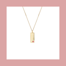 Load image into Gallery viewer, Birthstone Talisman Tag - October| Pink Tourmaline 14Y Gold Tag Necklace with Chain