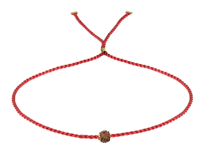 Erica Corte Atelier Red Wish Wristlet Bracelet- Symbol of unconditional Love and Friendship-Silk string with gold, Rudraksha Bead and silk