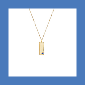 Birthstone Talisman Tag - September| Sapphire 14Y Gold Tag Necklace with Chain