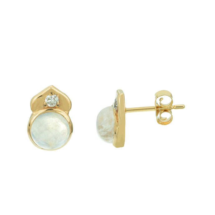 EC Atelier Akasha earrings . 14KY Gold Moonstones and diamonds