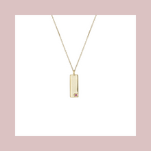 Load image into Gallery viewer, Birthstone Talisman Tag - July | Ruby 14Y Gold Tag Necklace with Chain