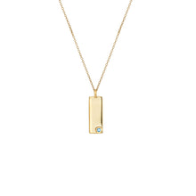 Load image into Gallery viewer, Birthstone Talisman Tag - March | Aquamarine  14Y Gold Tag Necklace with Chain