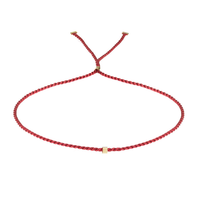 Erica Corte Atelier Red Wish Wristlet Bracelet- Symbol of unconditional Love, Unity and Friendship-Silk string with 18K Gold