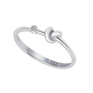 Love Knot Ring With White Diamond  This simple design is handcrafted with Sterling Silver and a diamond to convey the message of eternal love. Sterling Silver White Diamond: 1.5mm