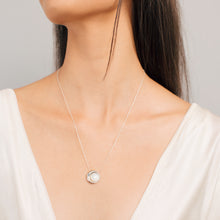 Load image into Gallery viewer, Moon Phase Necklace | Mother of Pearl and an Aquamarine -small - by Erica Corte Atelier