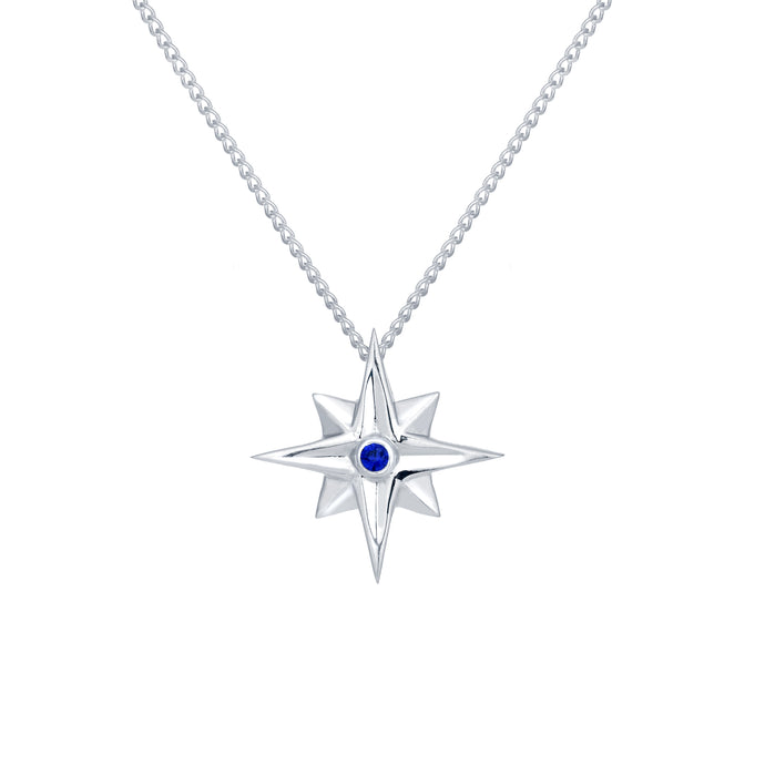 Sterling Silver Star Pendant Necklace with Blue Sapphire |  Erica Corte Atelier