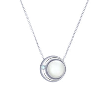 Load image into Gallery viewer, Moon Phase Necklace |Mother of Pearl and an Aquamarine - big - long